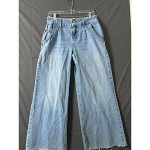 Forever 21 Premium High-Rise Wide Leg Pleated Jeans - Light Wash - Size 26